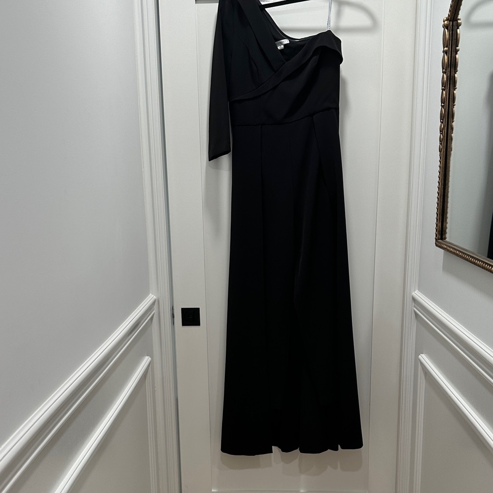 🦋1/2OFF TODAY INLY🦋Kay Unger Sophisticated Black One-Shoulder Walk Thru Jumpsuit